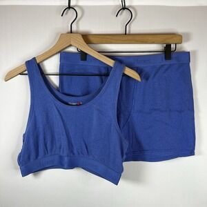 Hanes Sleepwear Women‎ Size XL Ribbed Crop Tank Shorts 2 Piece Set Elastic Band